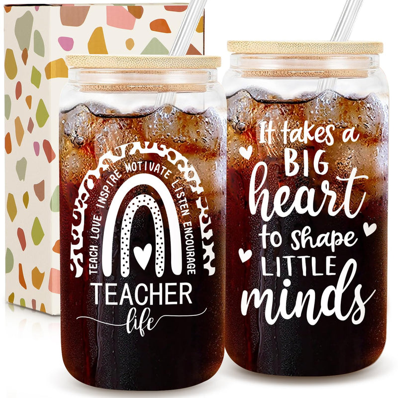 Frerdui Teacher Appreciation Gifts Teacher Gifts for Women Best Teacher Gifts Thank You Teacher Birthday Gifts Ideas Funny Back to School Gifts 18 OZ Teacher Glass Cup (Teacher#1)